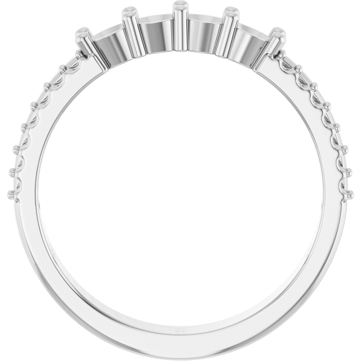 3 mm Round 4-Stone Accented Family Ring Mounting - White Gold