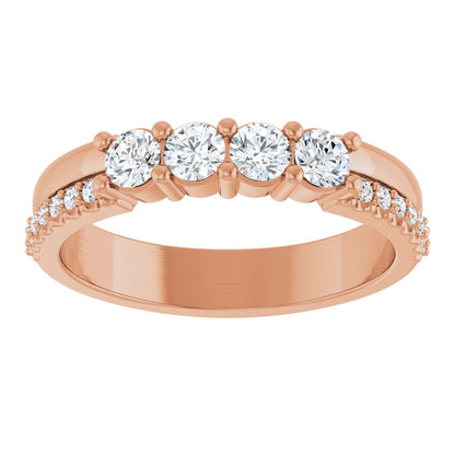 3 mm Round 4-Stone Accented Family Ring Mounting - Rose Gold