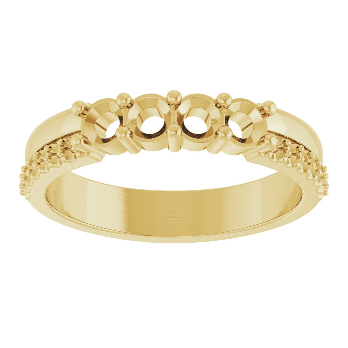 3 mm Round 4-Stone Accented Family Ring Mounting - Yellow Gold