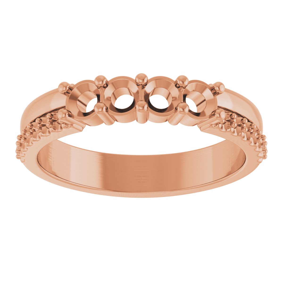 3 mm Round 4-Stone Accented Family Ring Mounting - Rose Gold