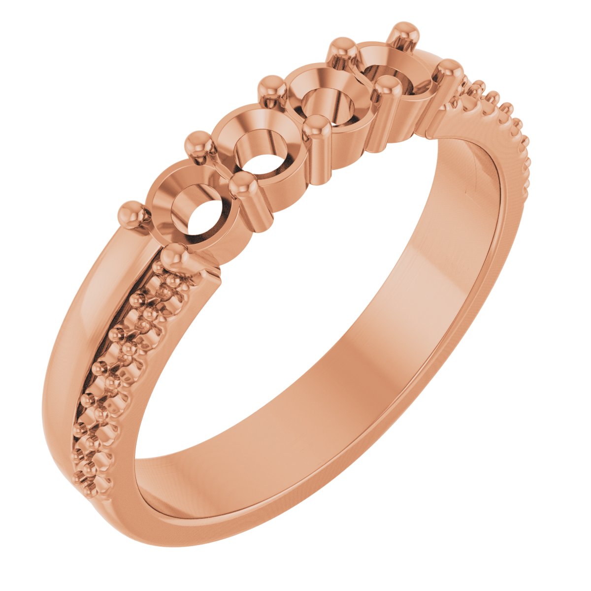 3 mm Round 4-Stone Accented Family Ring Mounting - Rose Gold