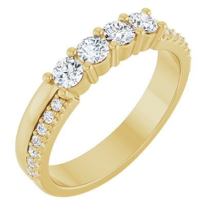 3 mm Round 4-Stone Accented Family Ring Mounting - Yellow Gold