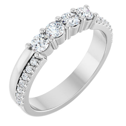 3 mm Round 4-Stone Accented Family Ring Mounting - White Gold