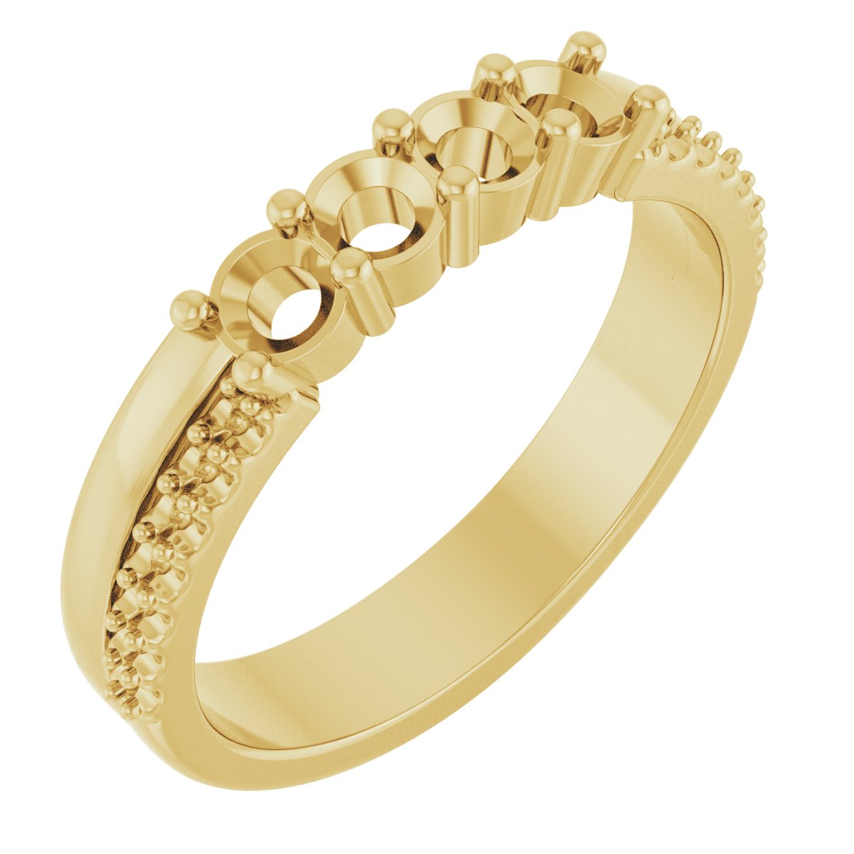 3 mm Round 4-Stone Accented Family Ring Mounting - Yellow Gold