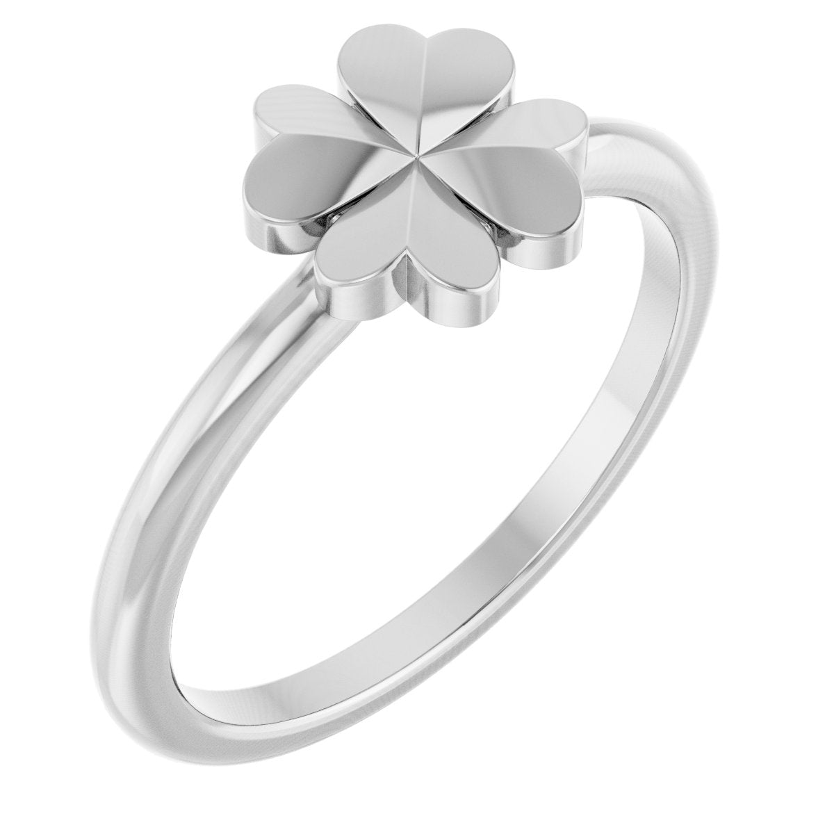 Four-Leaf Clover Stackable Ring - White Gold