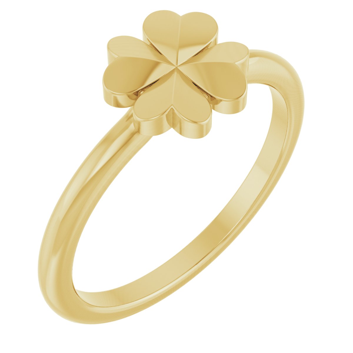 Four-Leaf Clover Stackable Ring - Yellow Gold