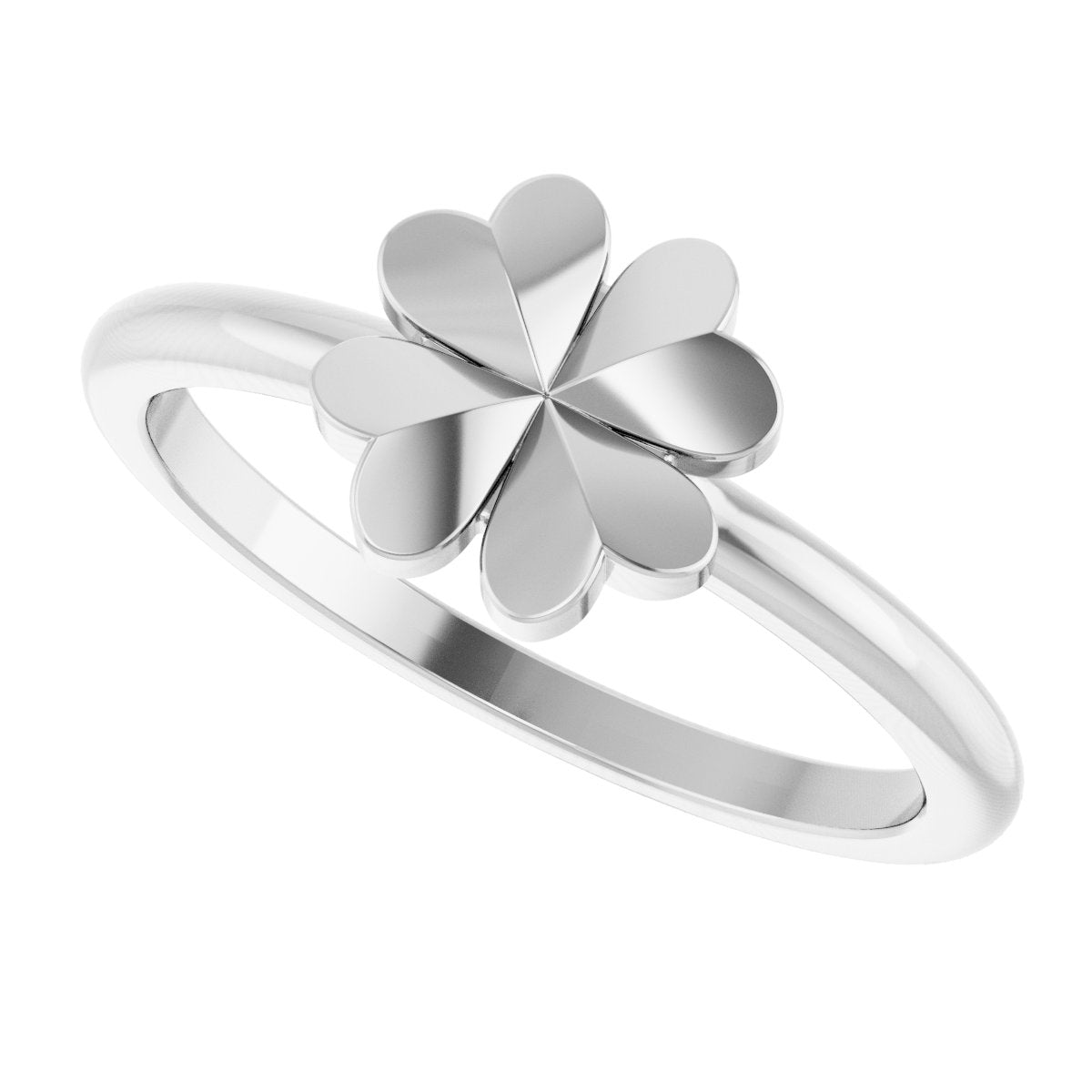 Four-Leaf Clover Stackable Ring - White Gold