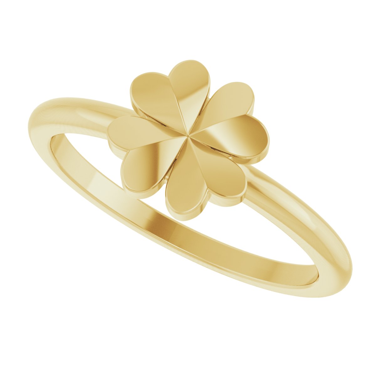 Four-Leaf Clover Stackable Ring - Yellow Gold