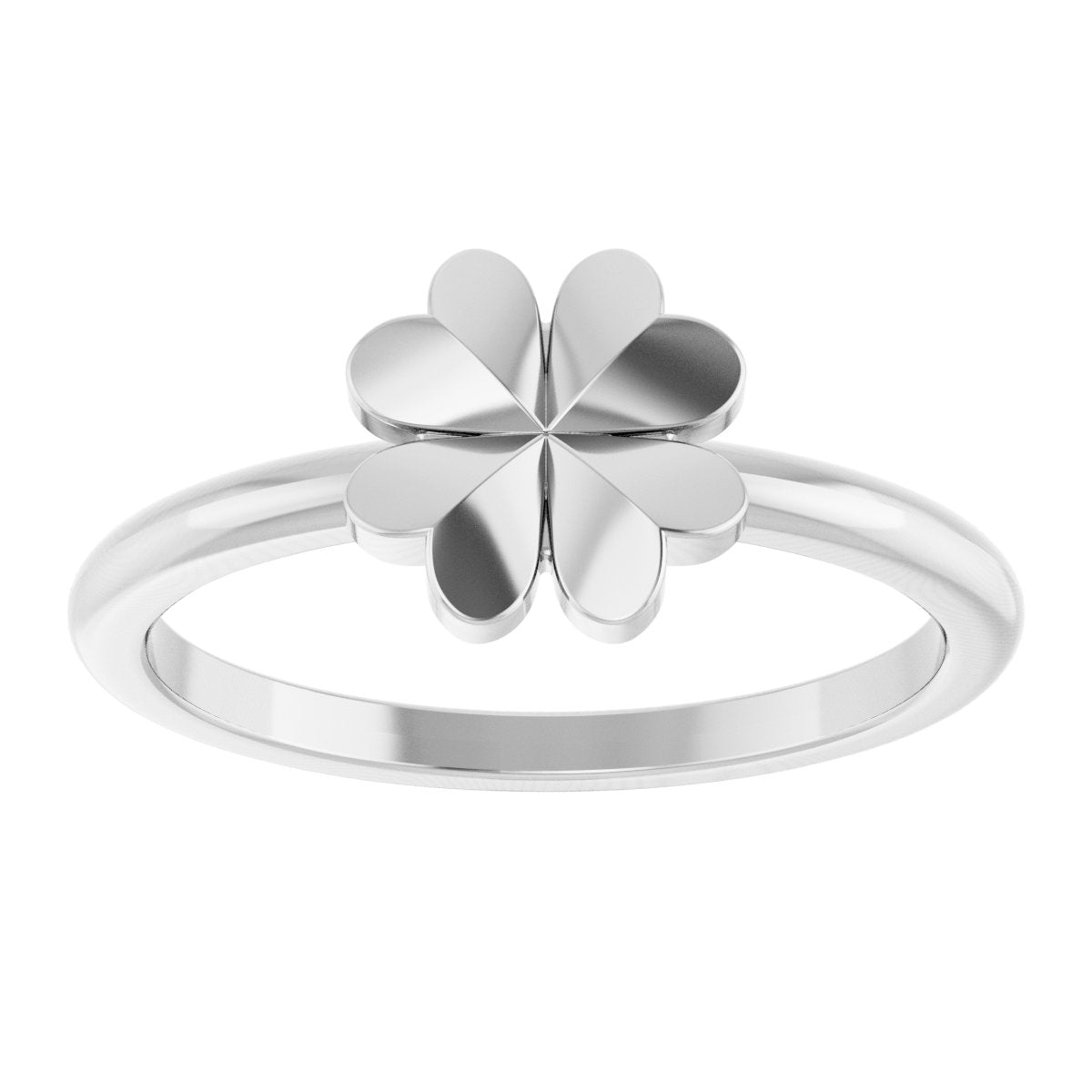 Four-Leaf Clover Stackable Ring - White Gold
