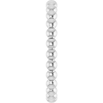 Beaded Stackable Ring - White Gold