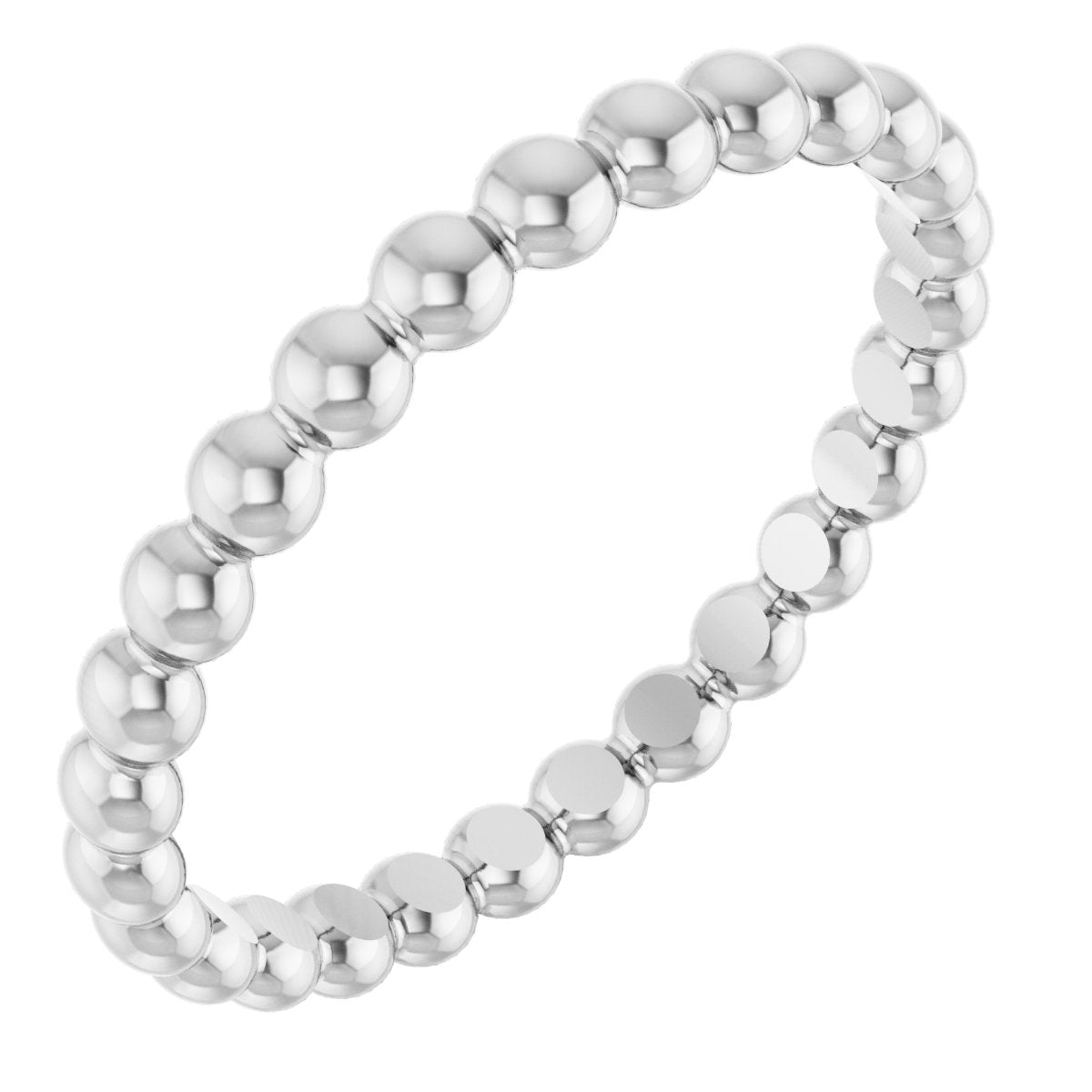 Beaded Stackable Ring - White Gold