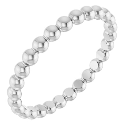 Beaded Stackable Ring - White Gold