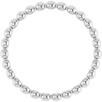 Beaded Stackable Ring - White Gold