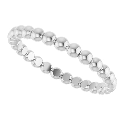 Beaded Stackable Ring - White Gold