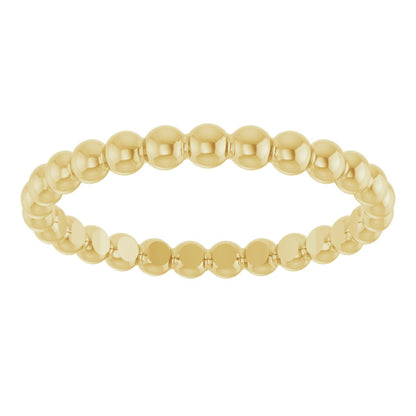 Beaded Stackable Ring - Yellow Gold