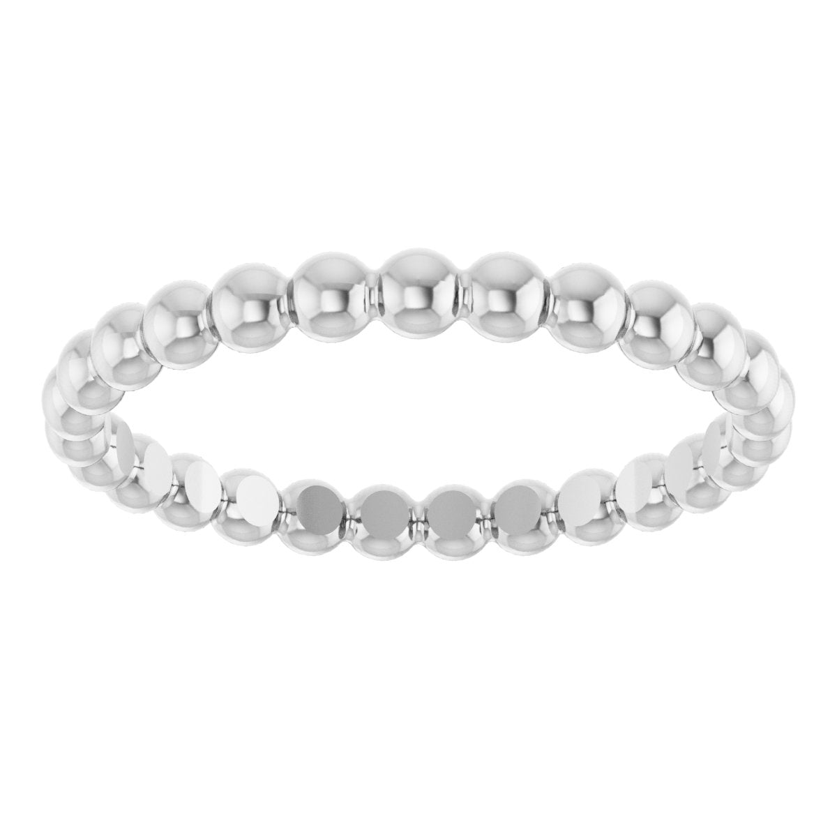Beaded Stackable Ring - White Gold