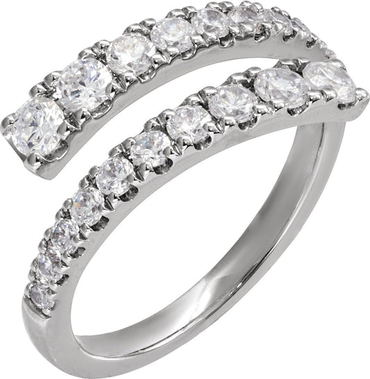 9/10 Ctw Lab-Grown Diamond Bypass Ring - White Gold