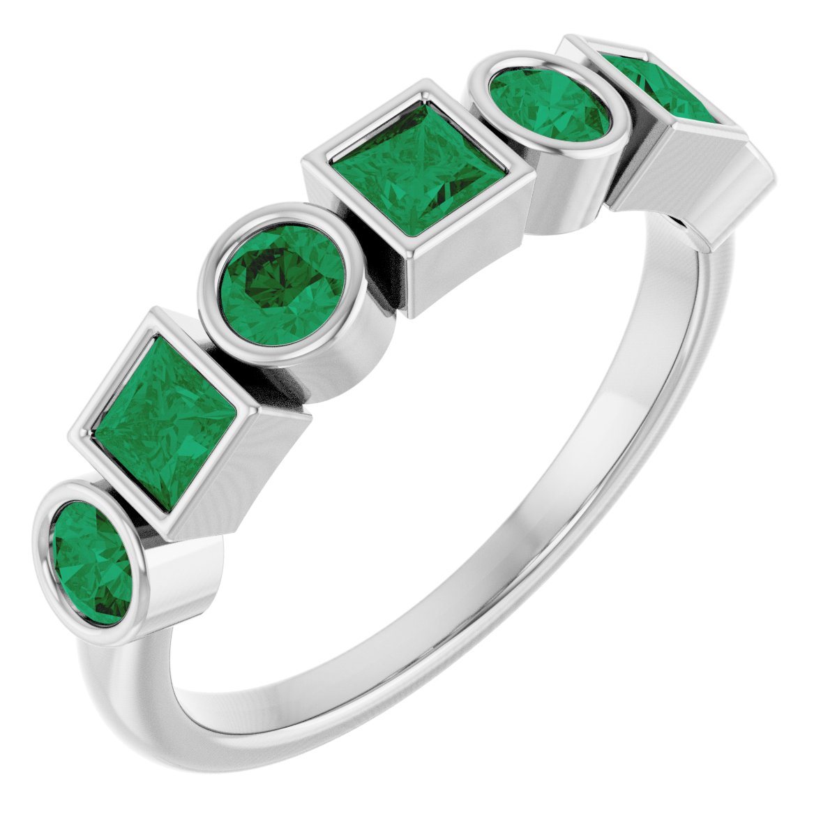 Lab-Grown Emerald Stackable Ring - White Gold