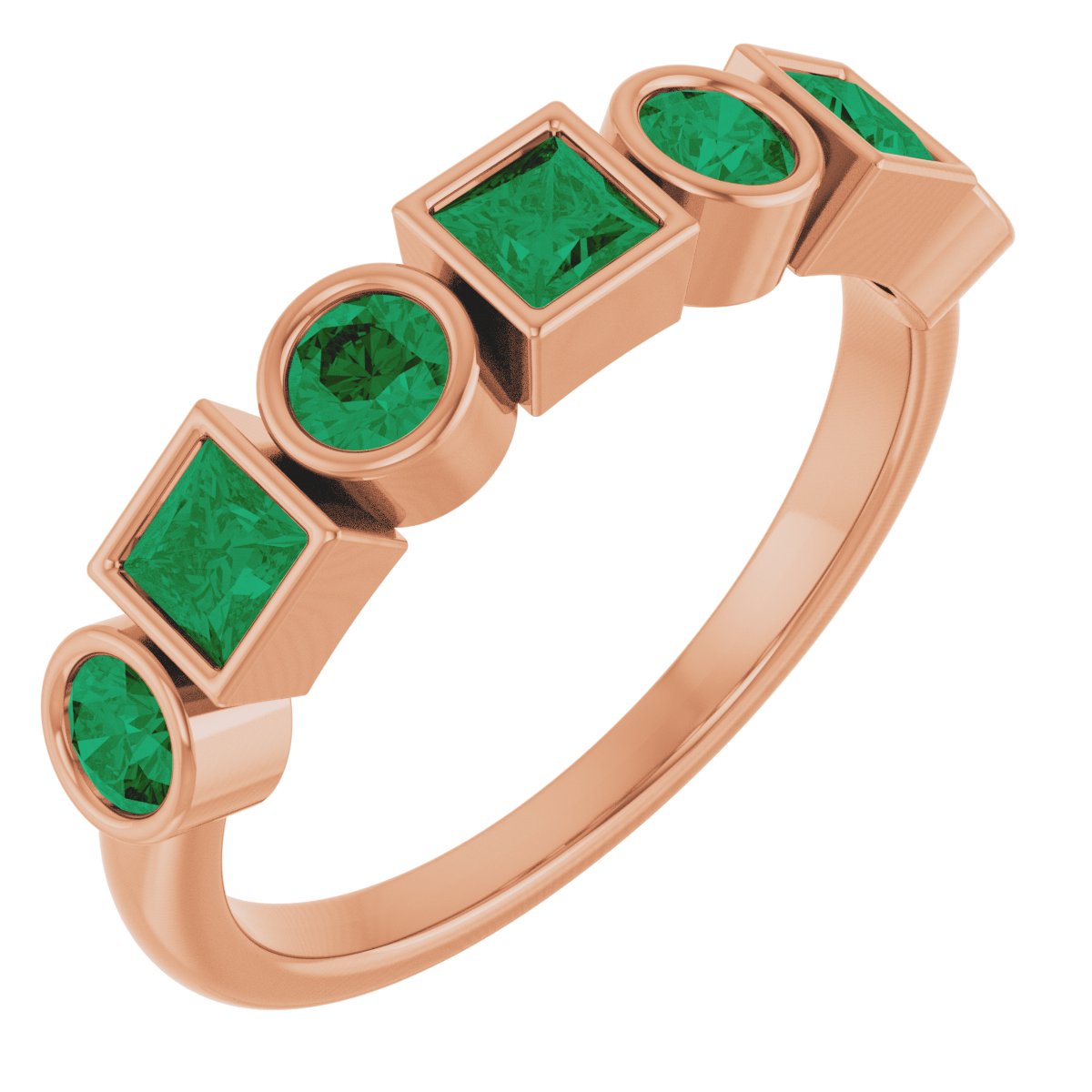 Lab-Grown Emerald Stackable Ring - Rose Gold
