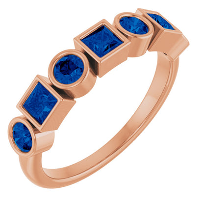 Lab-Grown Blue Sapphire Stackable Ring - Rose Gold