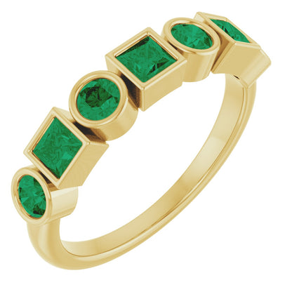 Lab-Grown Emerald Stackable Ring - Yellow Gold