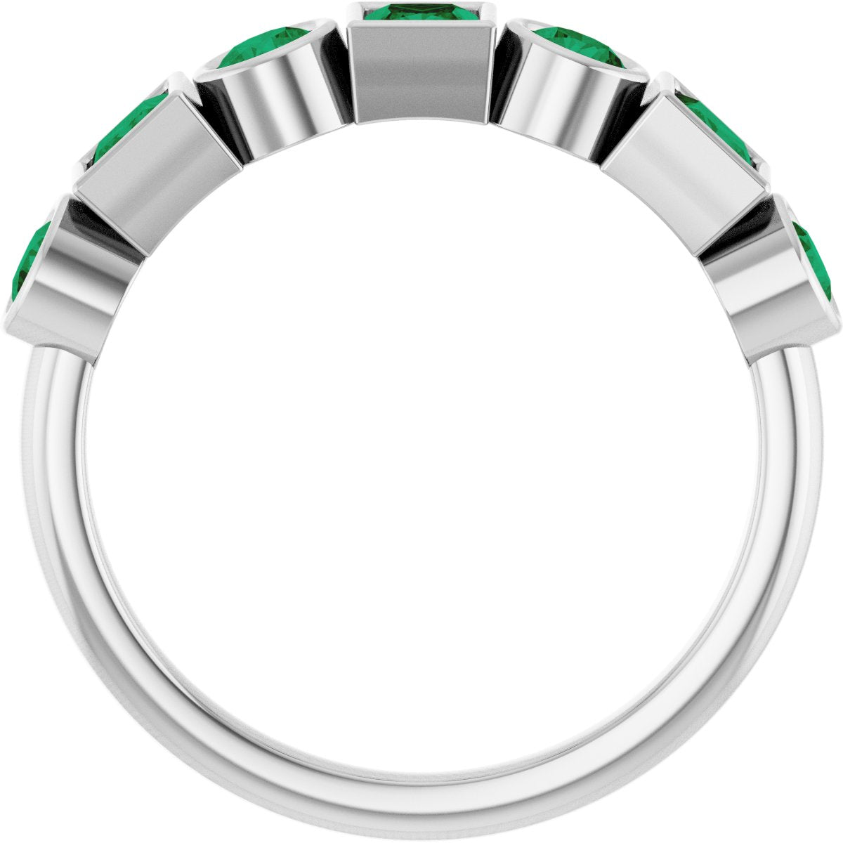 Lab-Grown Emerald Stackable Ring - White Gold