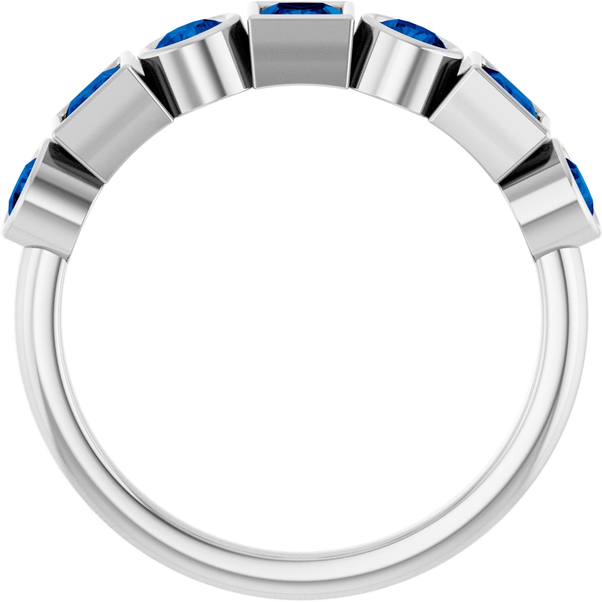 Lab-Grown Blue Sapphire Stackable Ring - White Gold