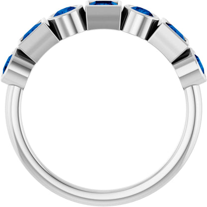 Lab-Grown Blue Sapphire Stackable Ring - White Gold