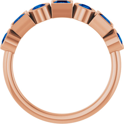 Lab-Grown Blue Sapphire Stackable Ring - Rose Gold