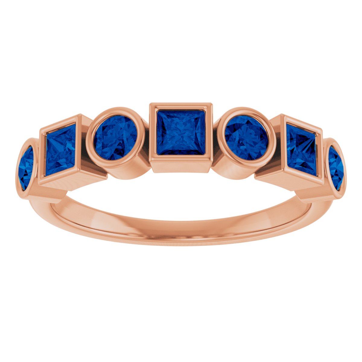 Lab-Grown Blue Sapphire Stackable Ring - Rose Gold