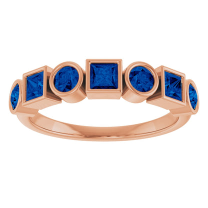 Lab-Grown Blue Sapphire Stackable Ring - Rose Gold