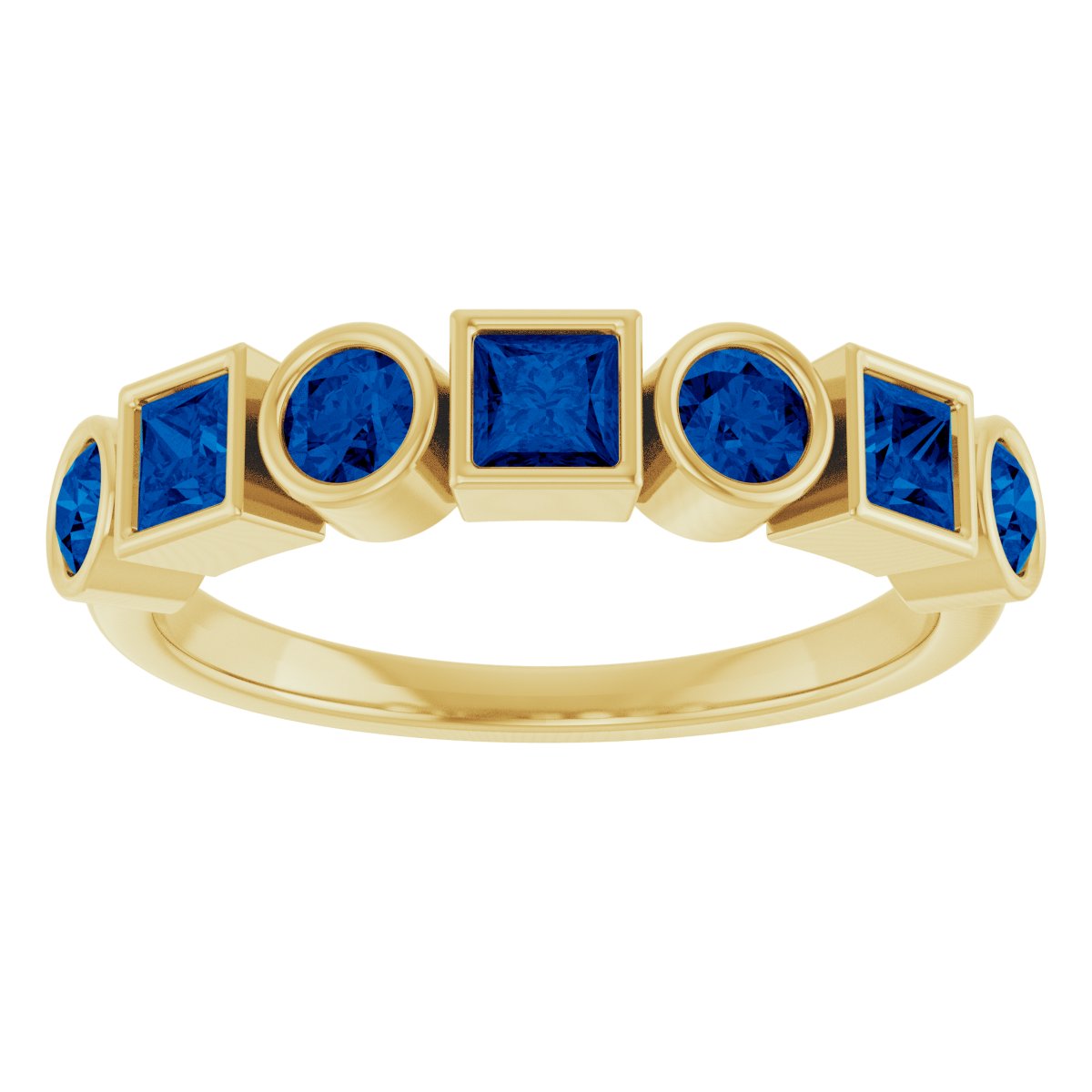 Lab-Grown Blue Sapphire Stackable Ring - Yellow Gold