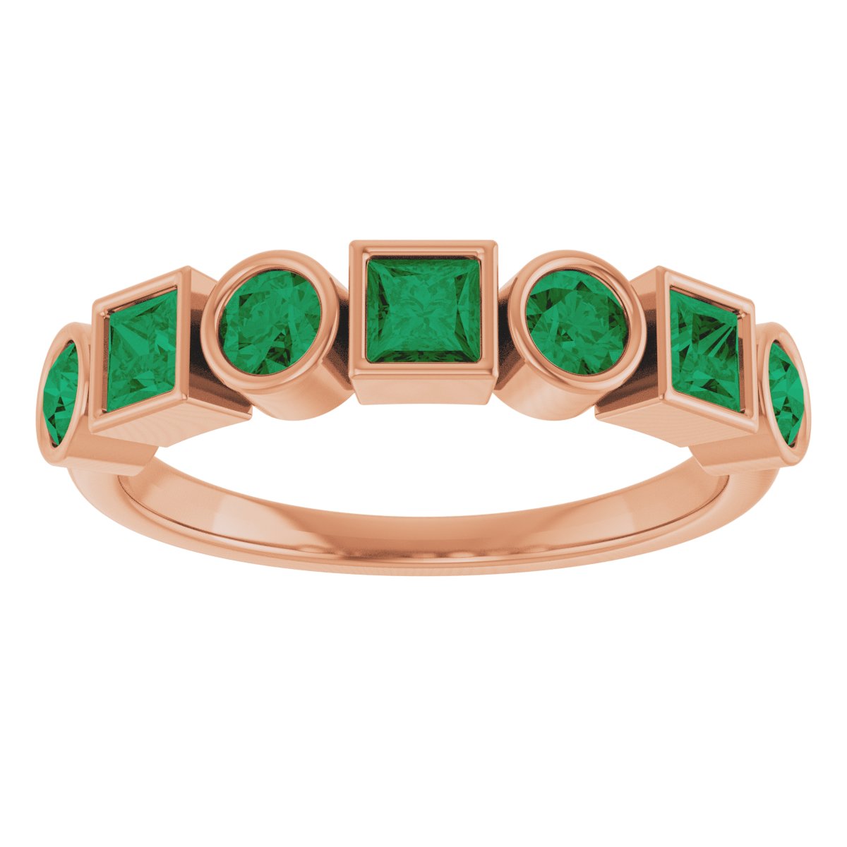 Lab-Grown Emerald Stackable Ring - Rose Gold