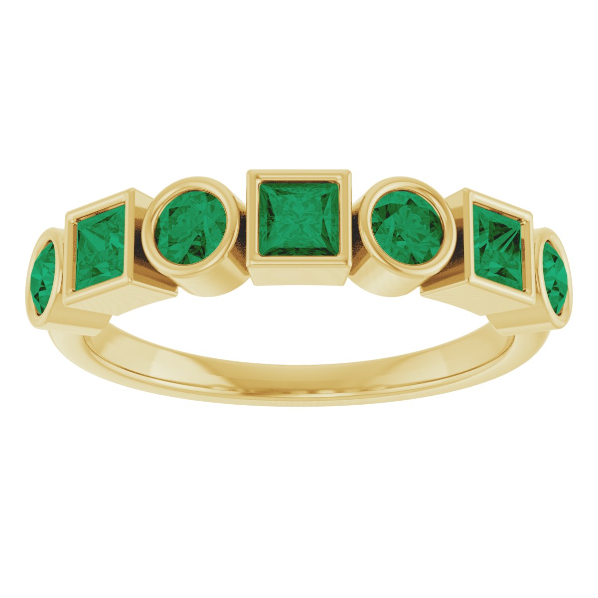 Lab-Grown Emerald Stackable Ring - Yellow Gold