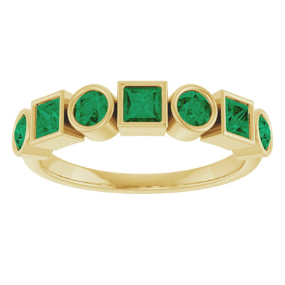 Lab-Grown Emerald Stackable Ring - Yellow Gold
