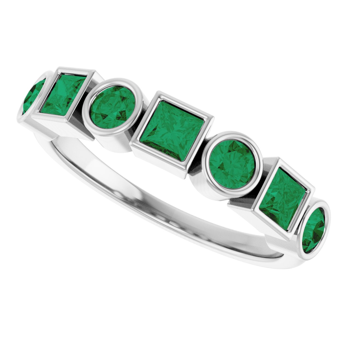 Lab-Grown Emerald Stackable Ring - White Gold