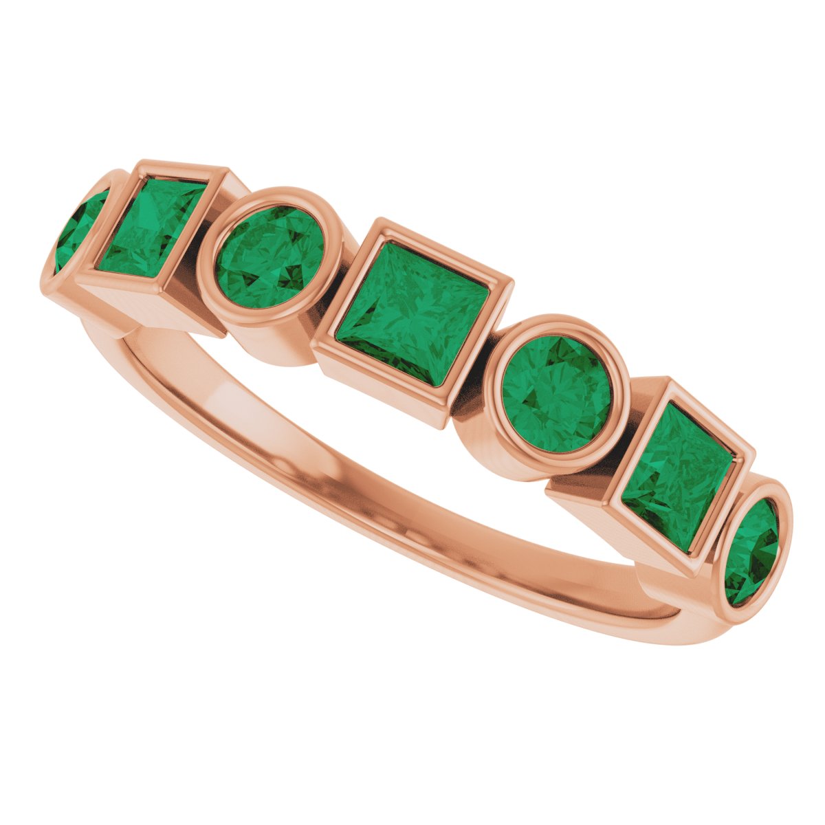 Lab-Grown Emerald Stackable Ring - Rose Gold