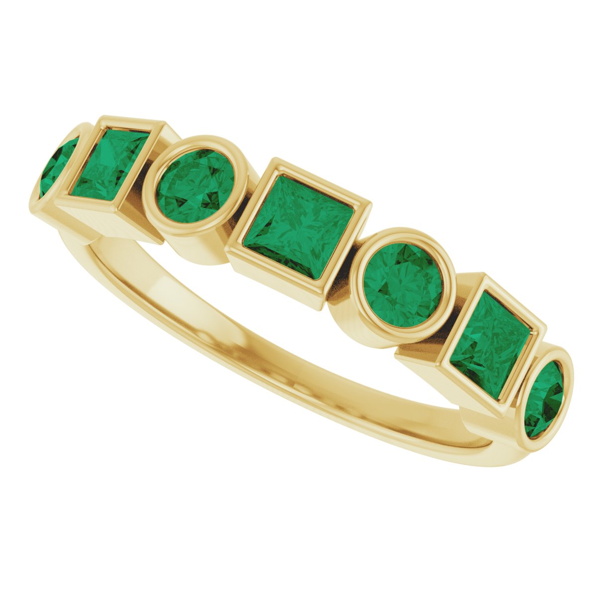 Lab-Grown Emerald Stackable Ring - Yellow Gold