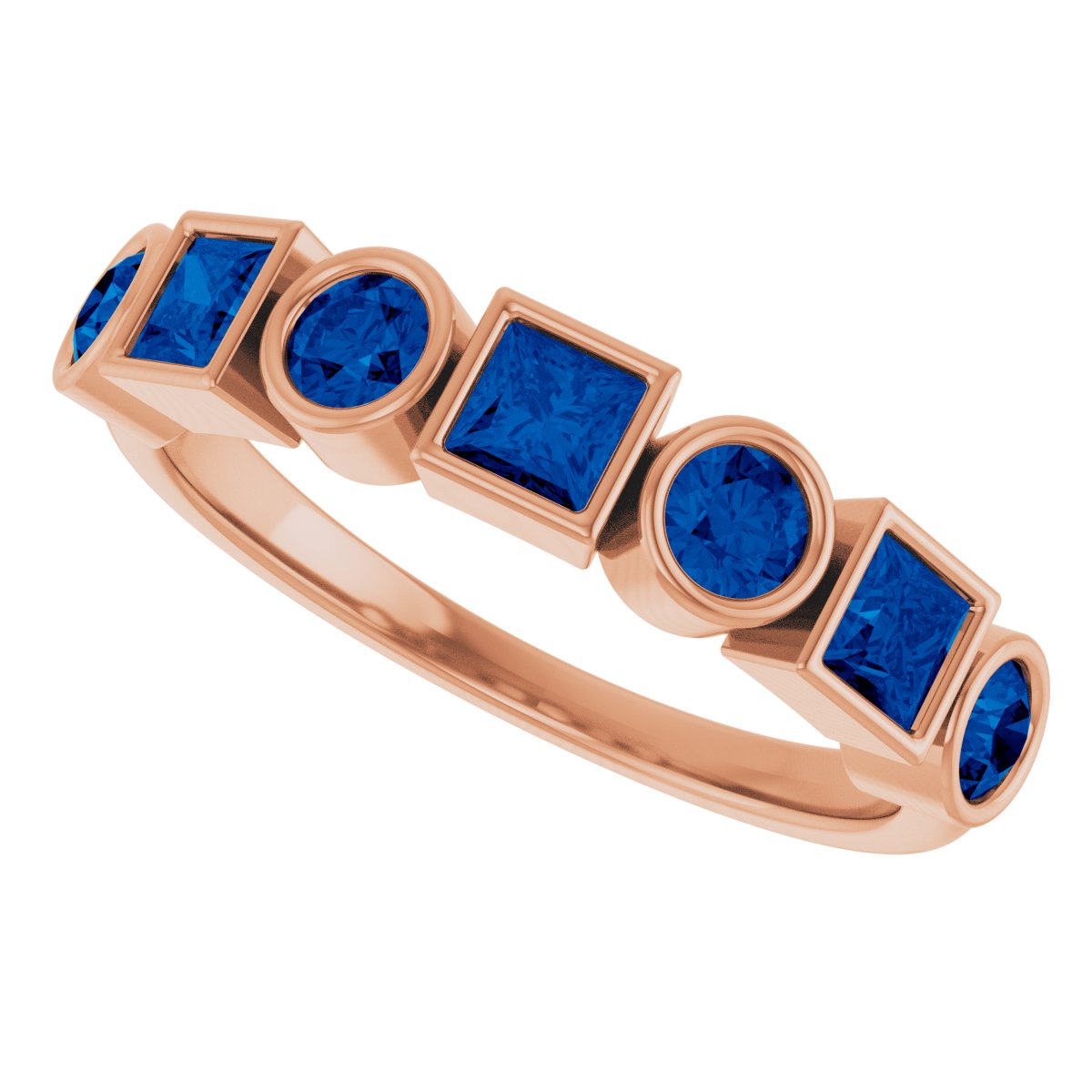 Lab-Grown Blue Sapphire Stackable Ring - Rose Gold