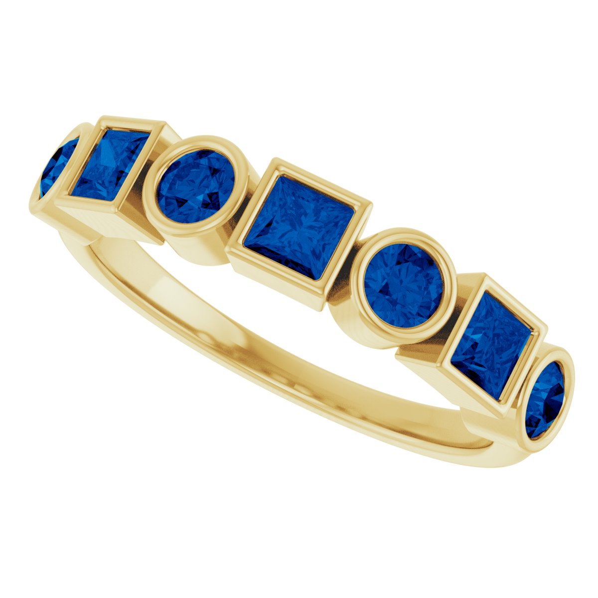 Lab-Grown Blue Sapphire Stackable Ring - Yellow Gold