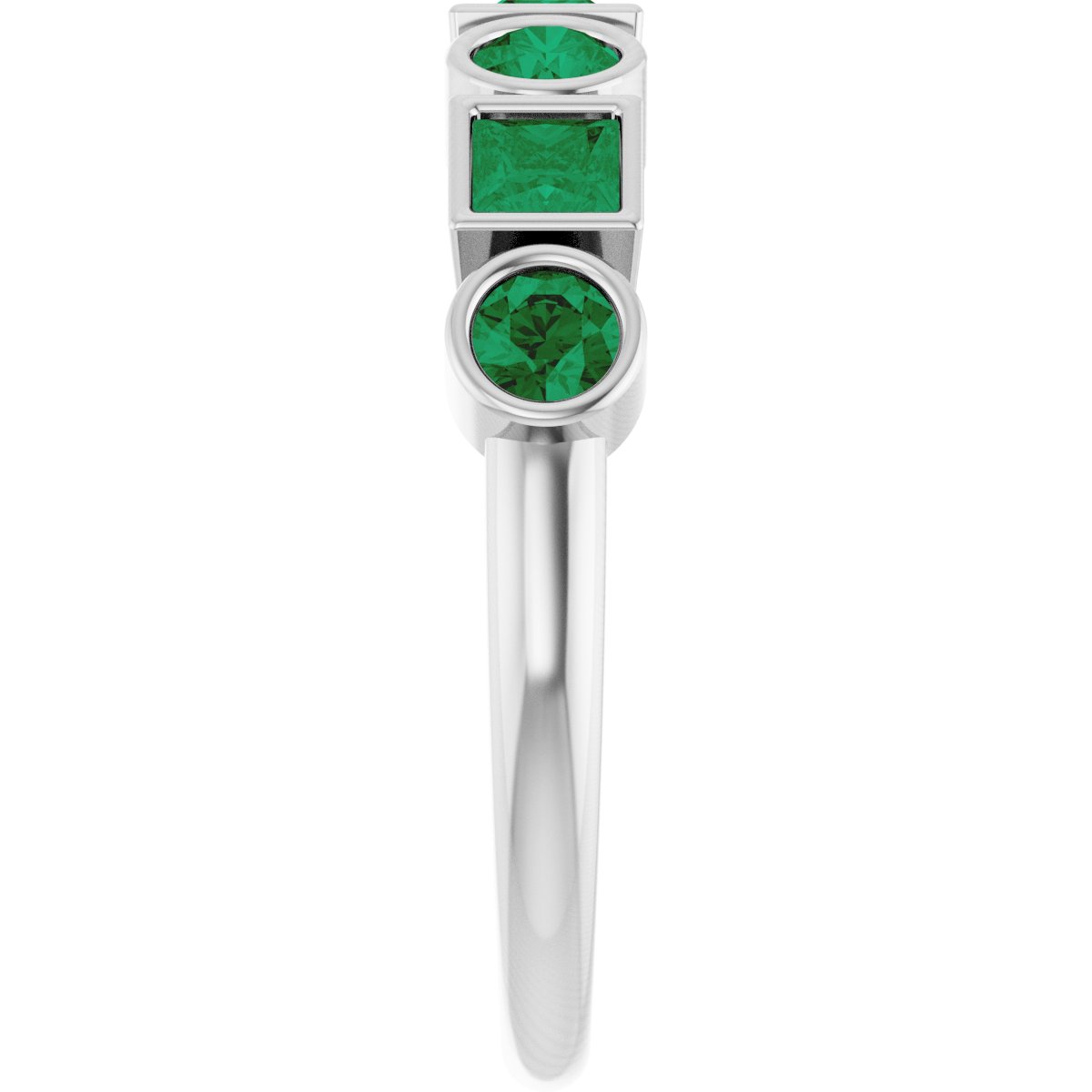 Lab-Grown Emerald Stackable Ring - White Gold