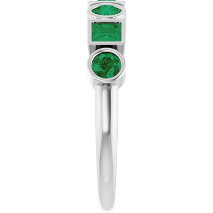 Lab-Grown Emerald Stackable Ring - White Gold
