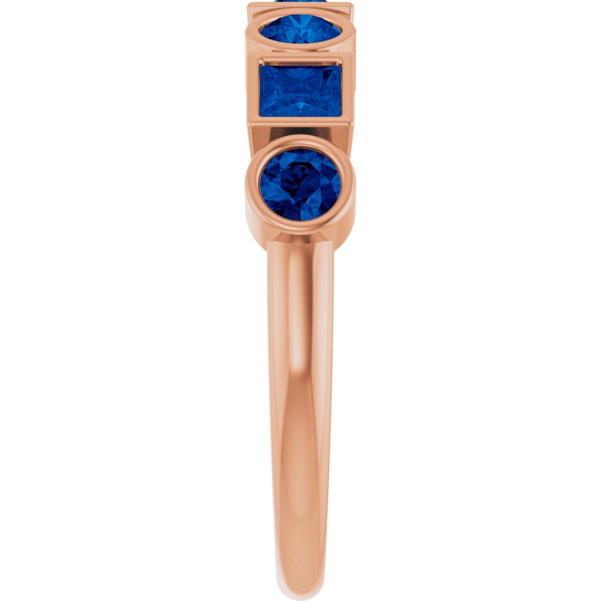 Lab-Grown Blue Sapphire Stackable Ring - Rose Gold