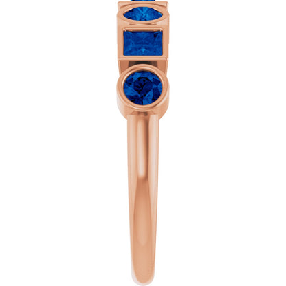 Lab-Grown Blue Sapphire Stackable Ring - Rose Gold