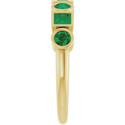 Lab-Grown Emerald Stackable Ring - Yellow Gold
