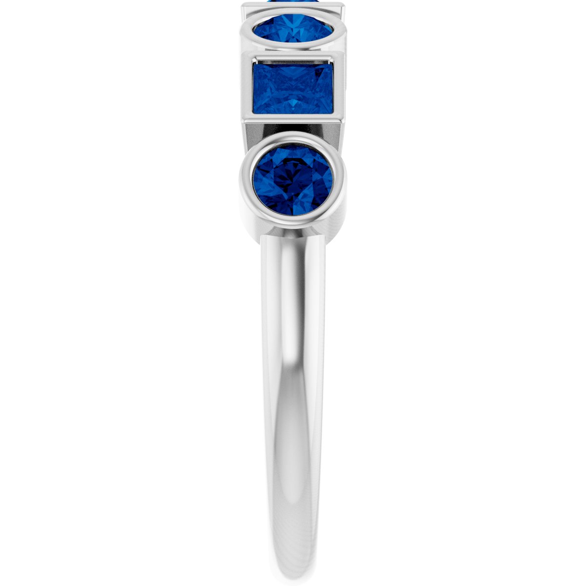 Lab-Grown Blue Sapphire Stackable Ring - White Gold