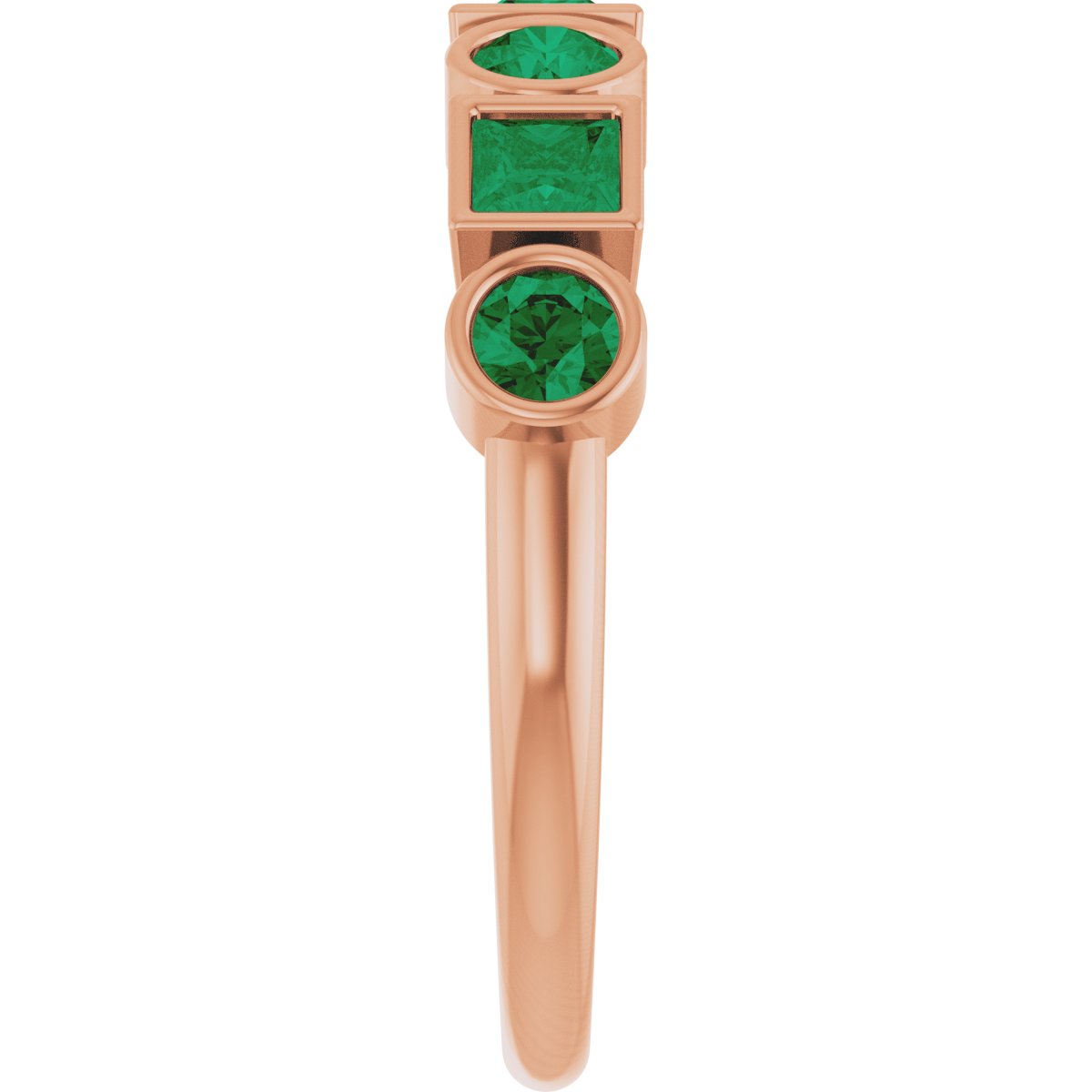 Lab-Grown Emerald Stackable Ring - Rose Gold