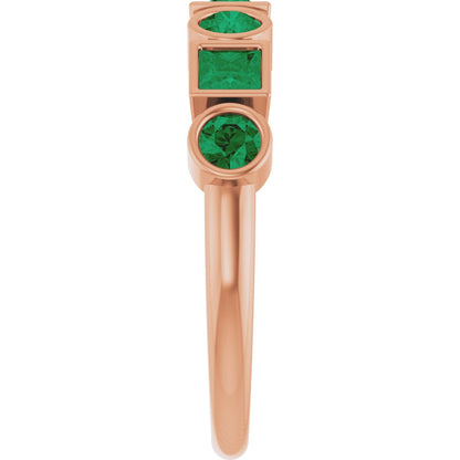 Lab-Grown Emerald Stackable Ring - Rose Gold