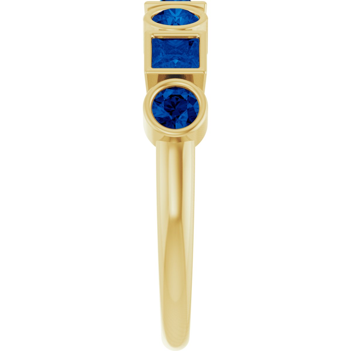 Lab-Grown Blue Sapphire Stackable Ring - Yellow Gold
