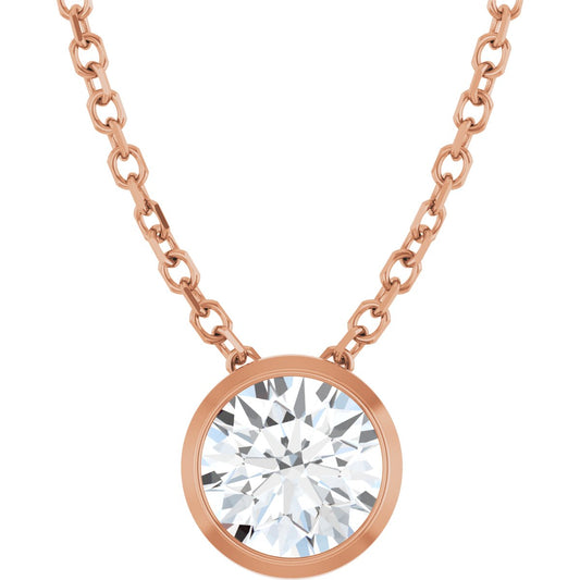 1/2 Ct Lab-Grown Diamond Solitaire Bezel-Set Necklace - Lab Grown Diamond